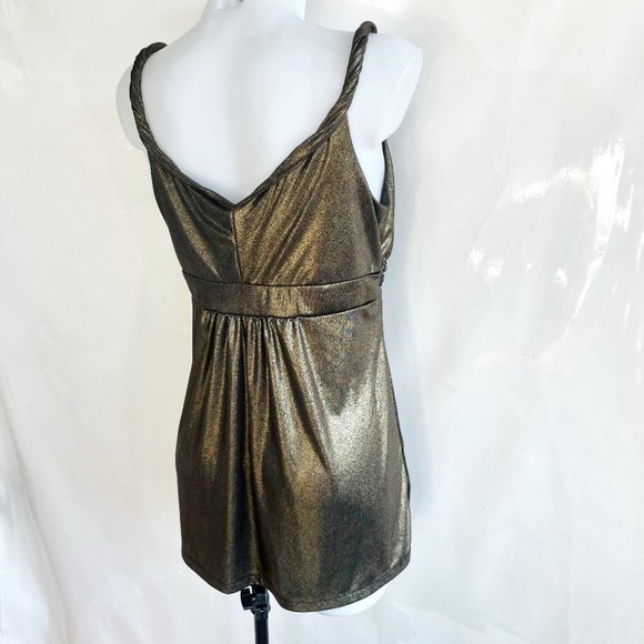 Studio Y Bronze Metallic Mini Dress Size Large - Picture 4 of 13